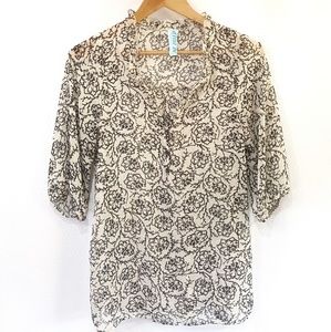 Dina Be Sheer Elbow Sleeve Tunic Top Shirt Blouse